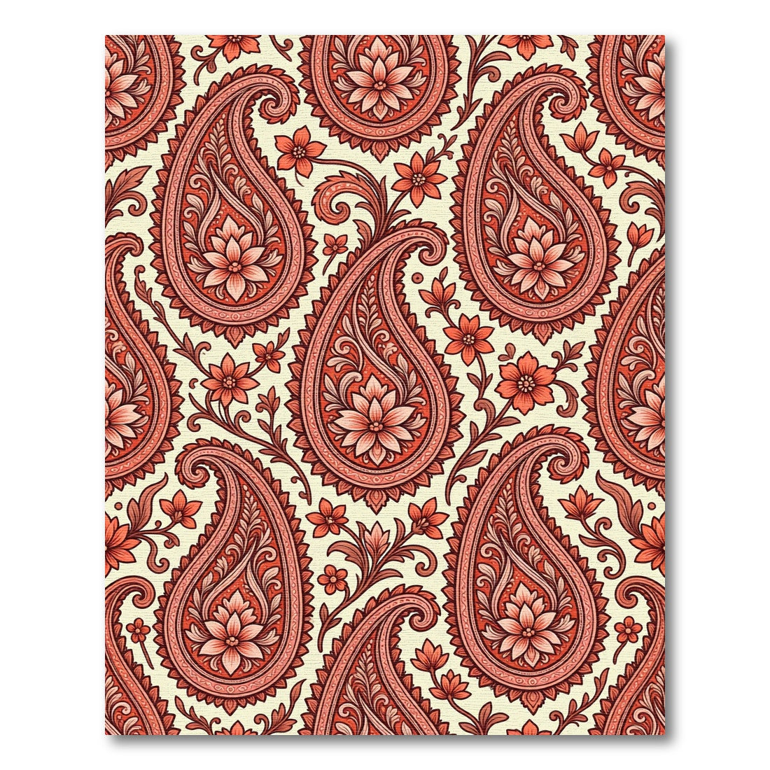Coral Paisley Floral Medallion Rug