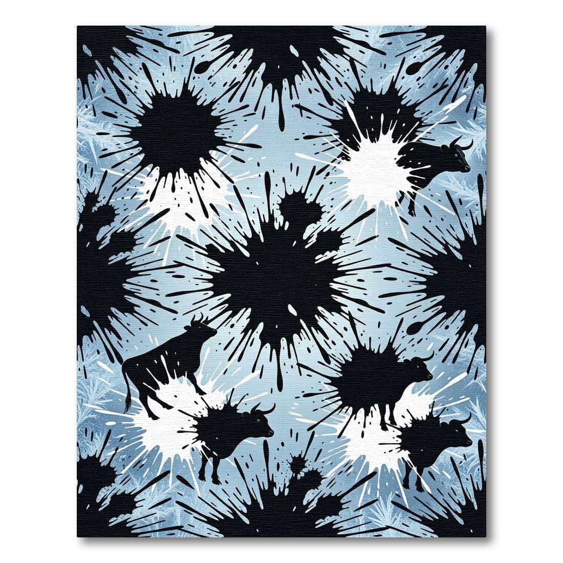 Abstract Black Bull Ink Splash Rug