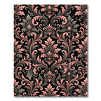 Blush and Charcoal Baroque Damask Rug