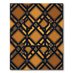 Ornate Golden Geometric Lattice Ebony Trim Rug