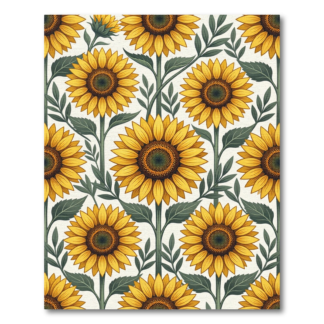 Sunny Yellow Botanical Sunflower Garden Rug