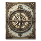 Antique Gold Compass Rose Emblem Rug