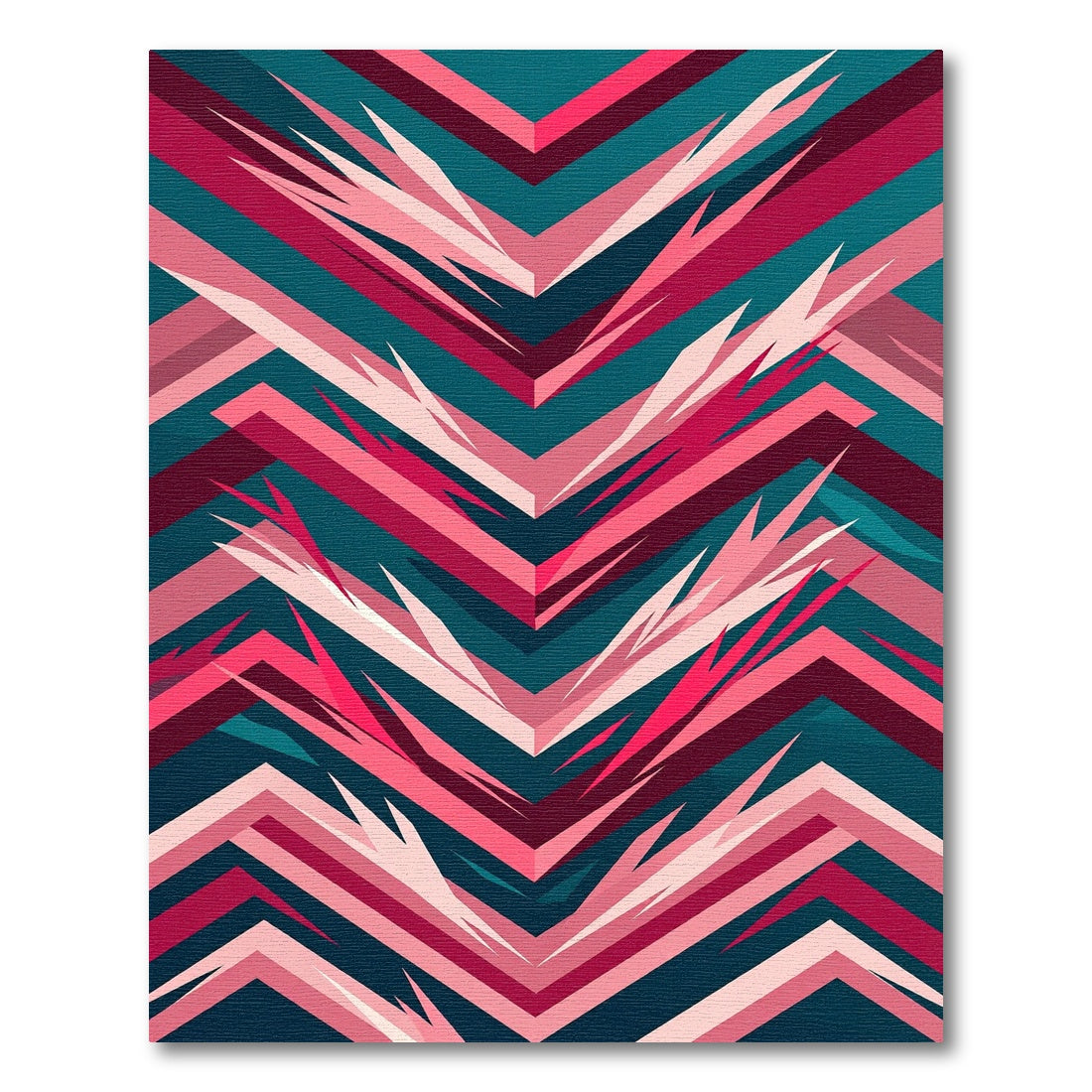 Teal Pink Jagged Chevron stripes Rug