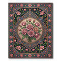Pink Roses Bouquet Medallion Rug