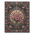 Pink Roses Bouquet Medallion Rug