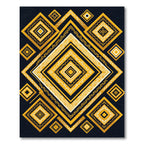 Golden Geometric Diamonds Tribal Art Rug