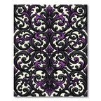 Elegant Black and Purple Baroque Scroll Rug