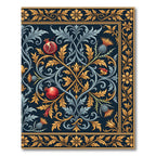 Midnight Blue Pomegranate Thistle Botanical Rug