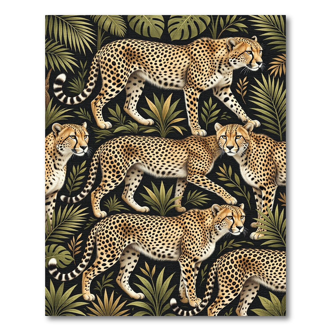 Lush Golden Cheetah Tropical Jungle Rug