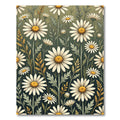 Charming White Daisy Sage Botanical Field Rug