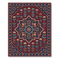 Crimson Navy Floral Medallion Garden Rug