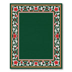 Elegant Red Floral Green Border Rug