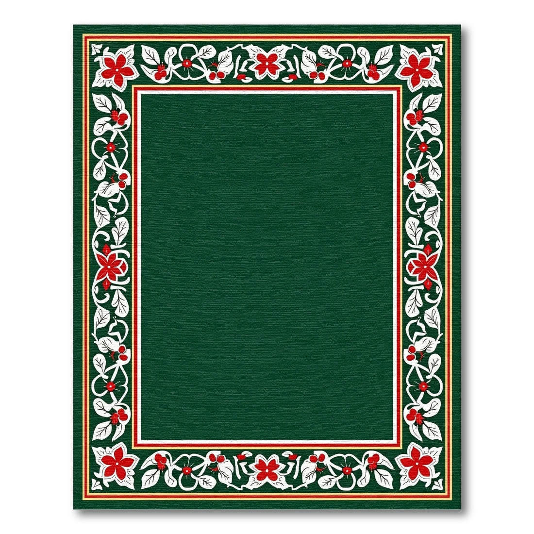 Elegant Red Floral Green Border Rug