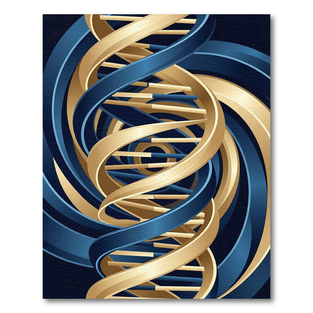 Abstract Gold and Navy Helix Spiral Rug