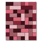 Crimson Pink Geometric Rectangles Rug