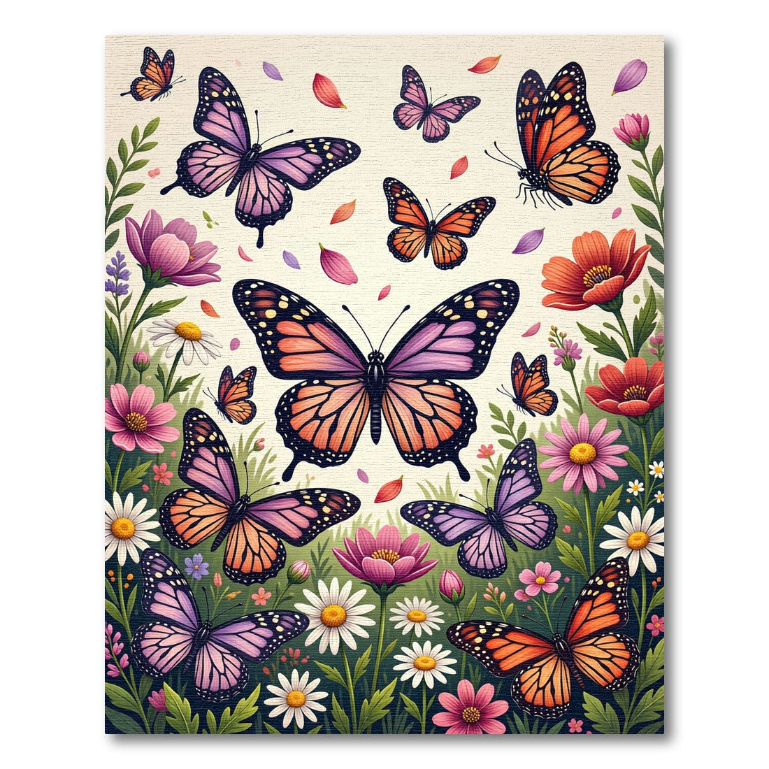 Vibrant Butterfly Garden Meadow Rug