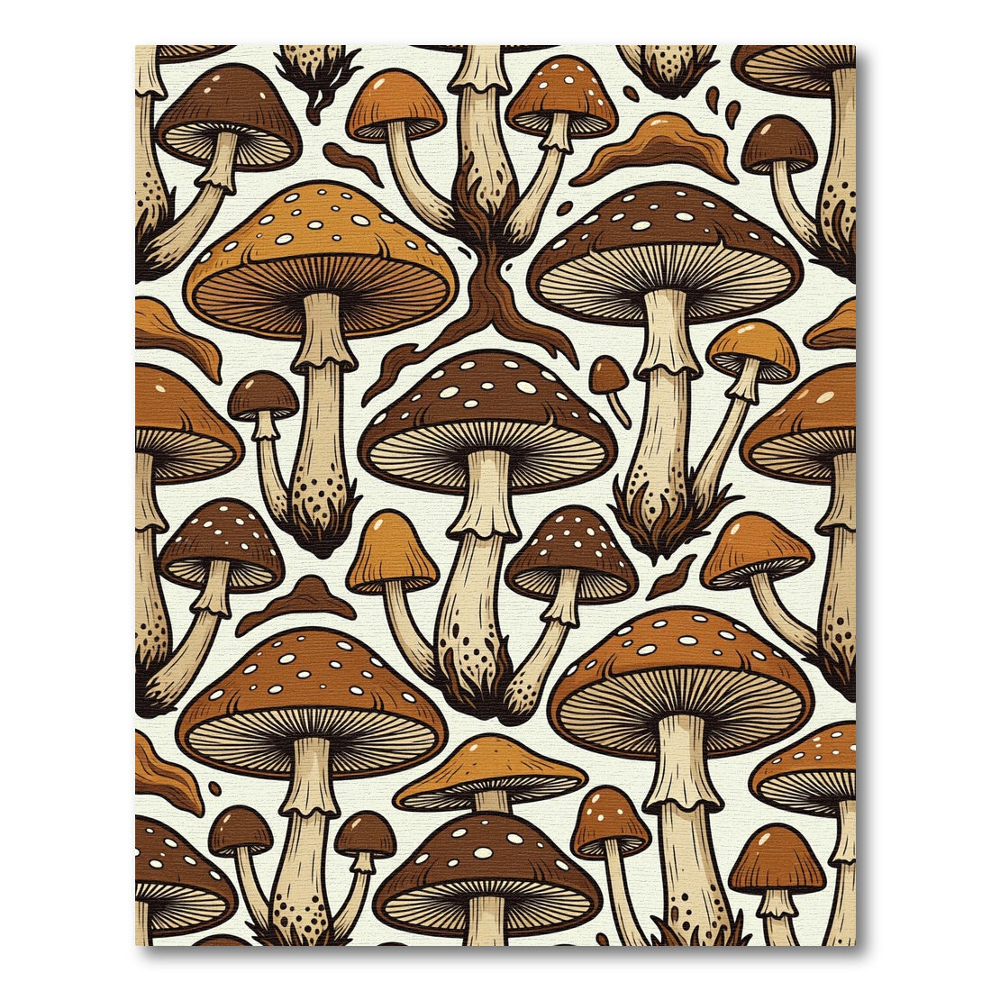Whimsical Earthy Brown Toadstool Forest Rug