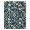 Blue Floral Gilded Trellis Art Rug