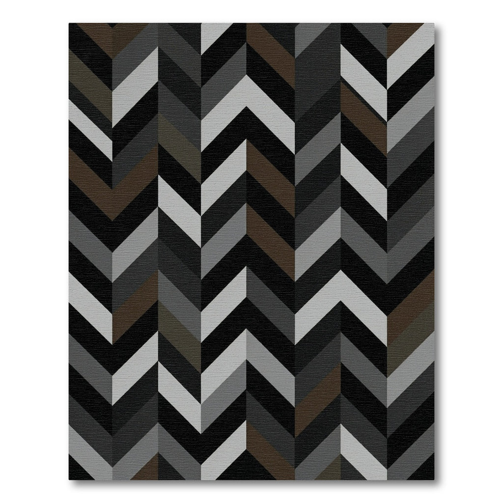 Monochrome Chevron Geometric Stripe Rug