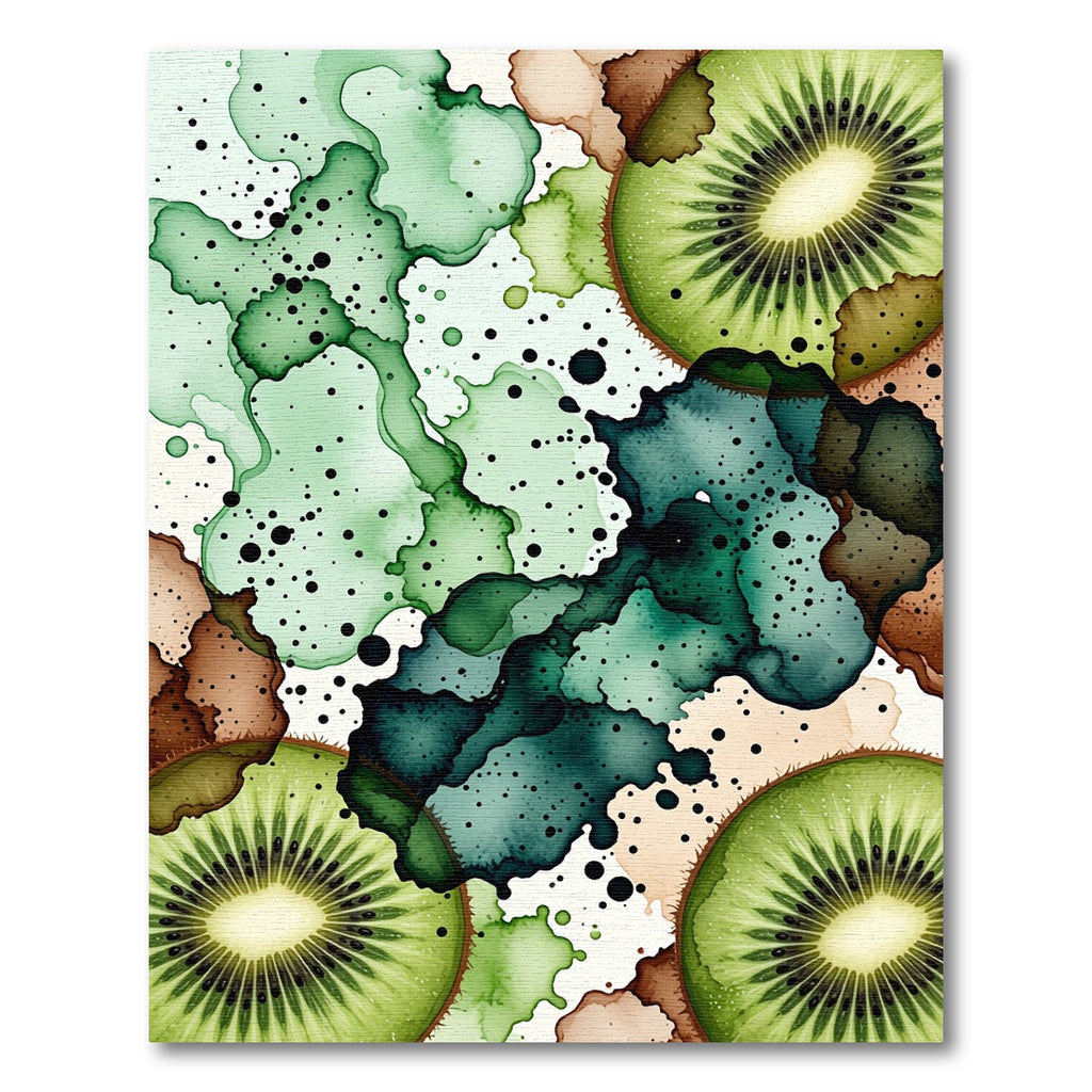 Vibrant Kiwi Slice Abstract Watercolor Rug