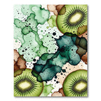 Vibrant Kiwi Slice Abstract Watercolor Rug