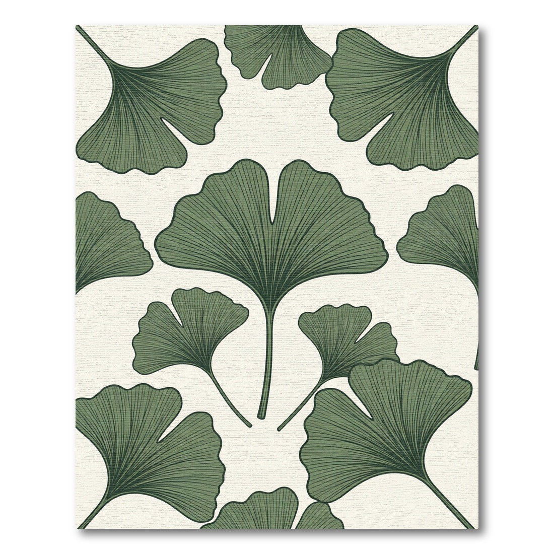 Botanical Sage Ginkgo Leaf Illustration Rug
