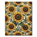 Sunny Golden Sunflower Botanical Illustration Rug