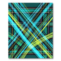 Electric Teal and Lime Plaid Tartan Rug