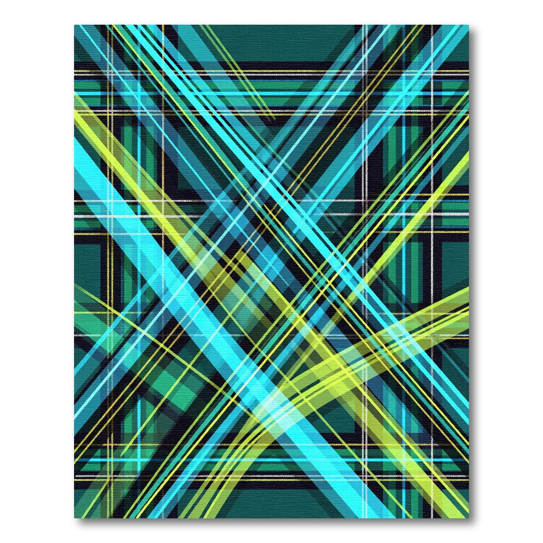 Electric Teal and Lime Plaid Tartan Rug