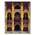 Ornate Gothic Gold Damask Star Arch Rug
