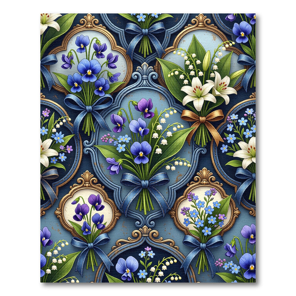 Blue Violet Lily Forget Me Not bouquets Rug