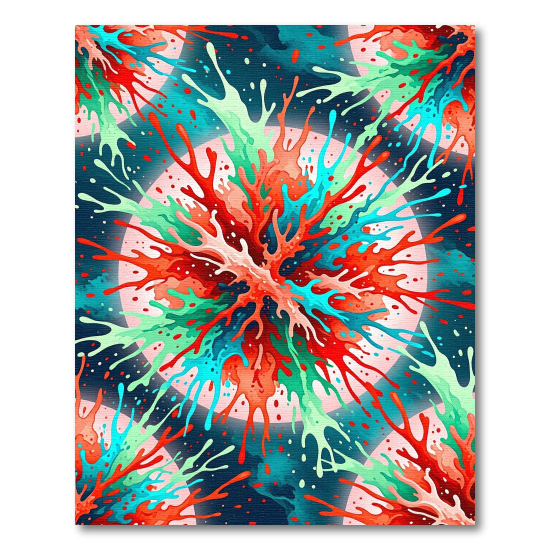 Vibrant Abstract Teal and Orange Splash Rug