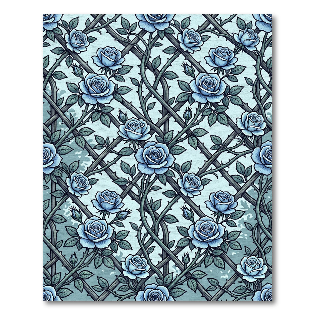 Blue Rose Trellis Botanical Garden Rug