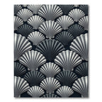 Monochrome Gray Scallop Shell Arrangement Rug