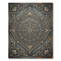 Ornate Slate Charcoal Golden Floral Medallion Rug