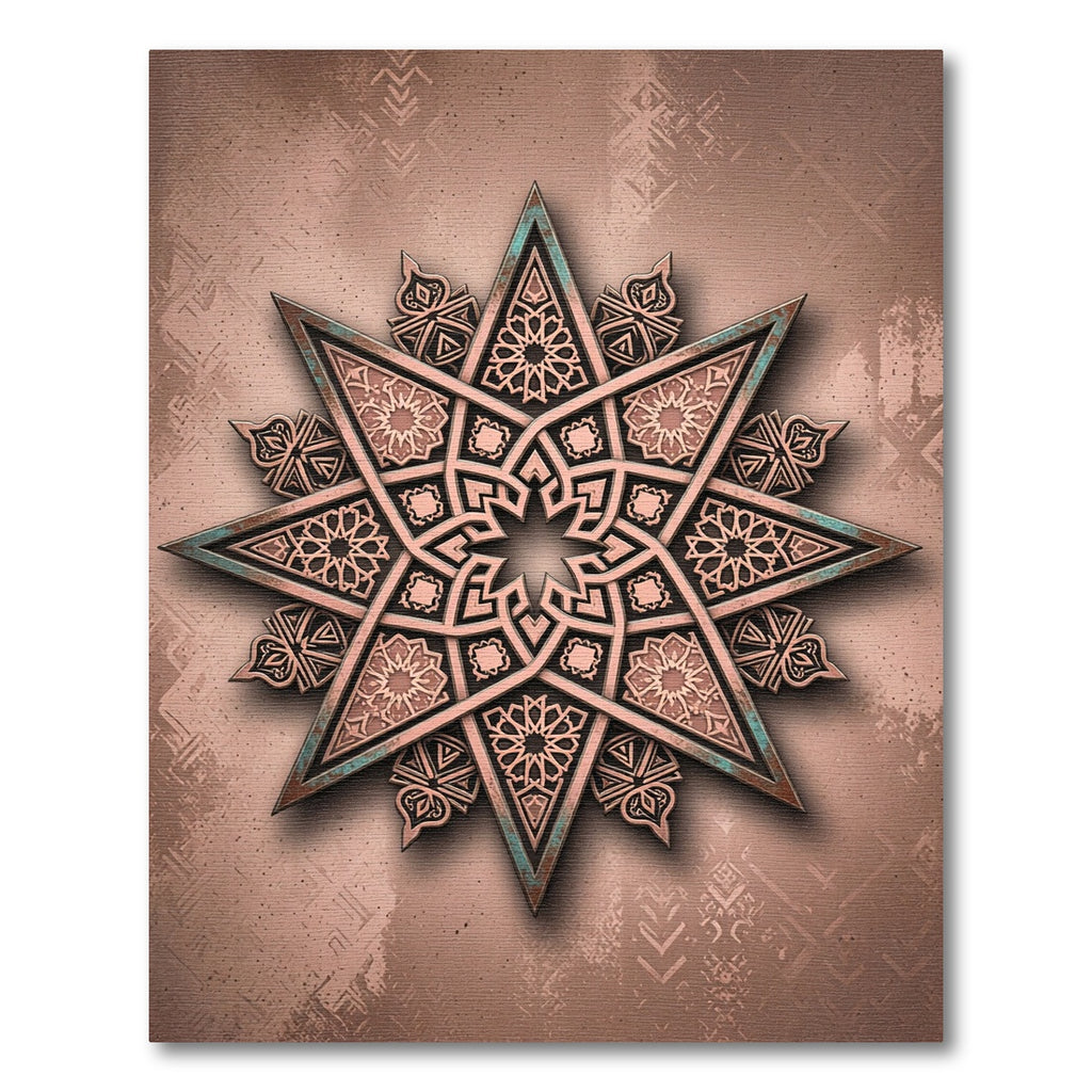 Copper Star Geometric Rosette Medallion Rug