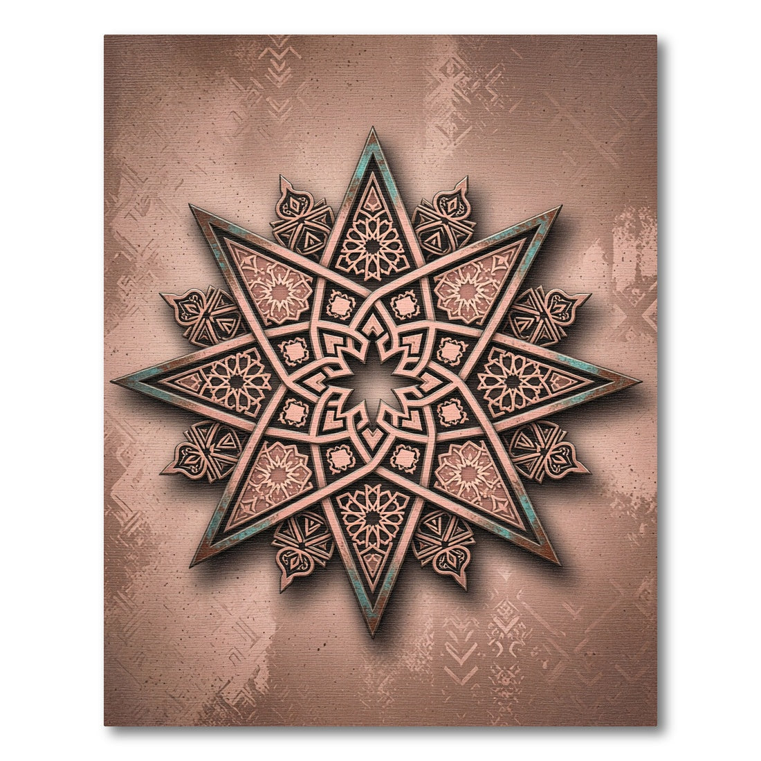 Copper Star Geometric Rosette Medallion Rug