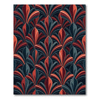 Art Deco Red Fan Garland Rug