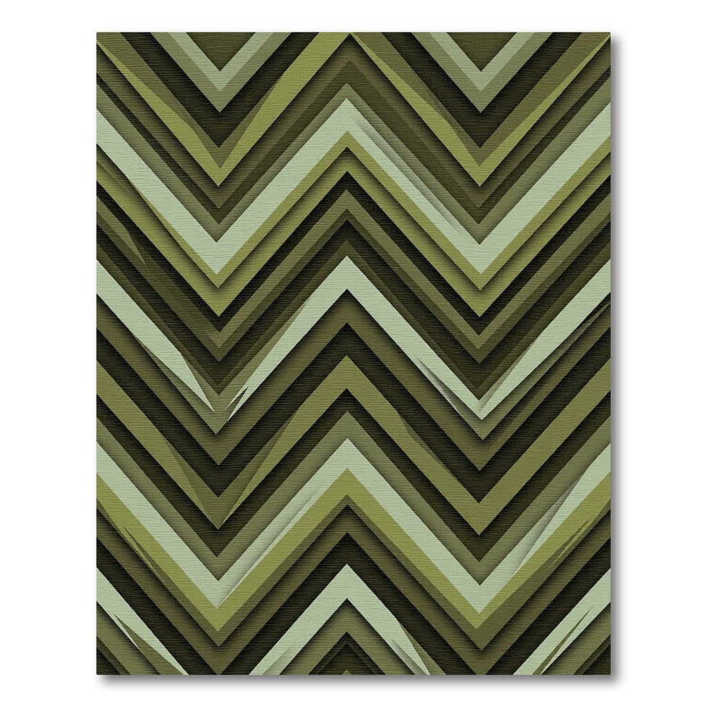 Muted Green Layered Chevron Rug