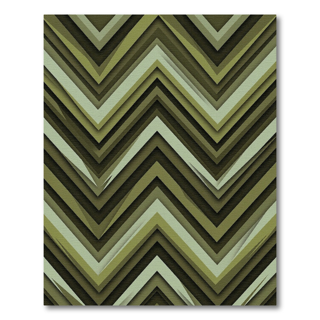 Muted Green Layered Chevron Rug