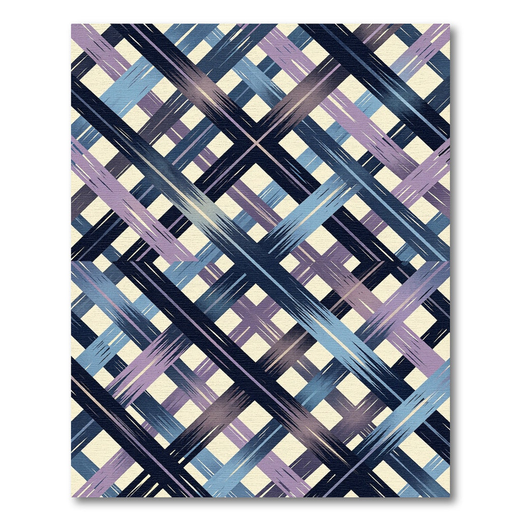 Deep Blue Purple Gradient Plaid Rug