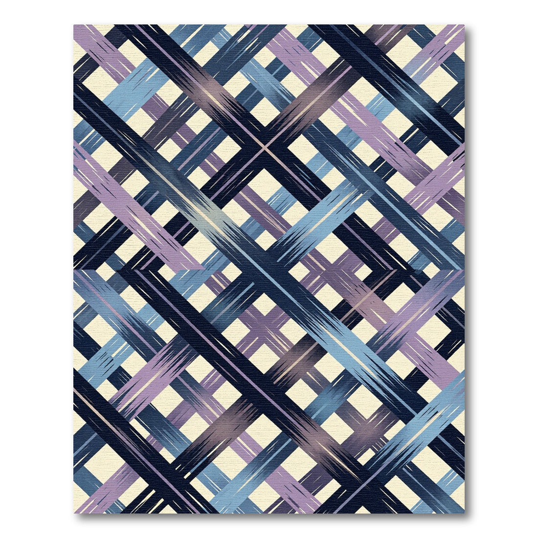 Deep Blue Purple Gradient Plaid Rug