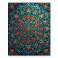 Teal and Orange Peacock Feather Mandala Rug