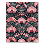Pink Orchid Heart Fan Arrangement Rug
