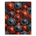 Red Black Hexagonal Geometric Tessellation Rug