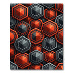 Red Black Hexagonal Geometric Tessellation Rug