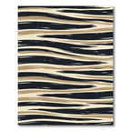 Abstract Tan Black Wave Stripe Rug