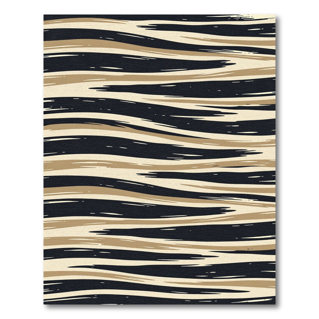 Abstract Tan Black Wave Stripe Rug