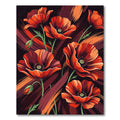 Crimson Poppy Brushstroke Garden Rug