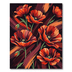 Crimson Poppy Brushstroke Garden Rug